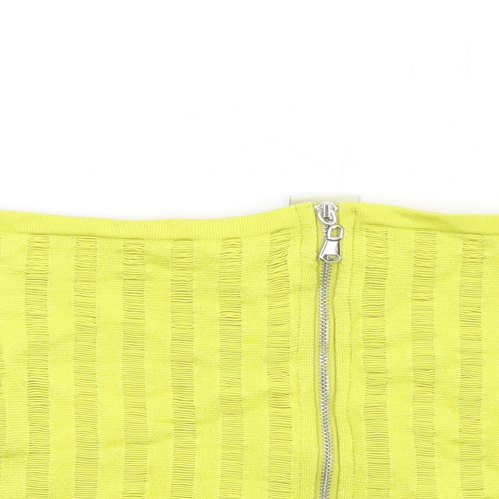 Urban Outfitters Womens Yellow Polyester Cropped T-Shirt Size L Square Neck