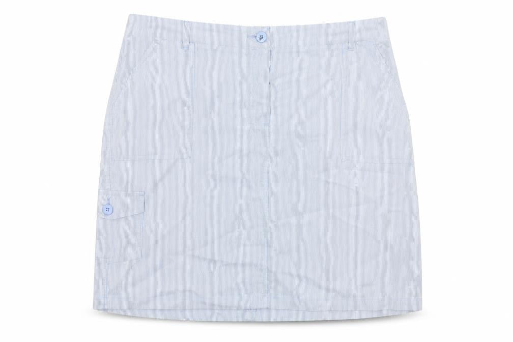 Authentic Womens Blue Striped Cotton A-Line Skirt Size 20 Zip