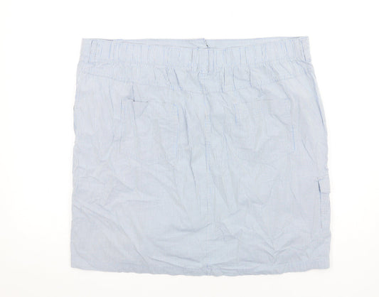 Authentic Womens Blue Striped Cotton A-Line Skirt Size 20 Zip