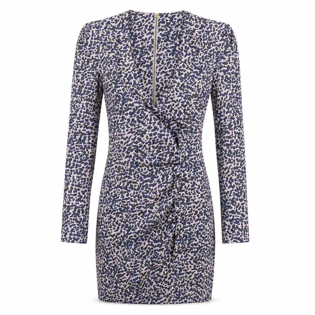 French Connection Womens Multicoloured Geometric Cotton Bodycon Size 8 V-Neck Zip