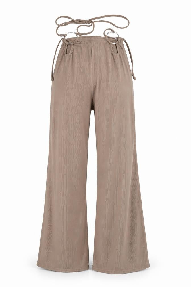 QED London Womens Brown Polyester Trousers Size 8 L32 in Regular