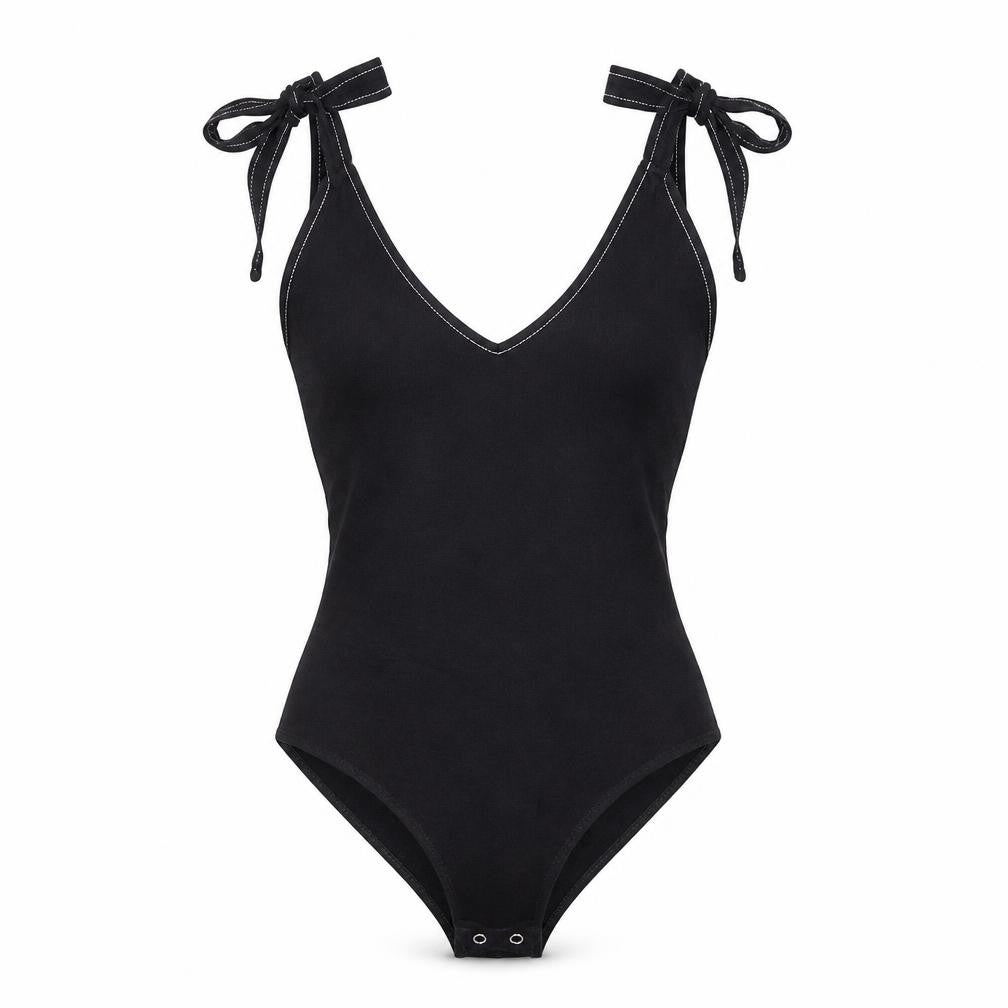 Forever 21 Womens Black Cotton Bodysuit One-Piece Size S Snap