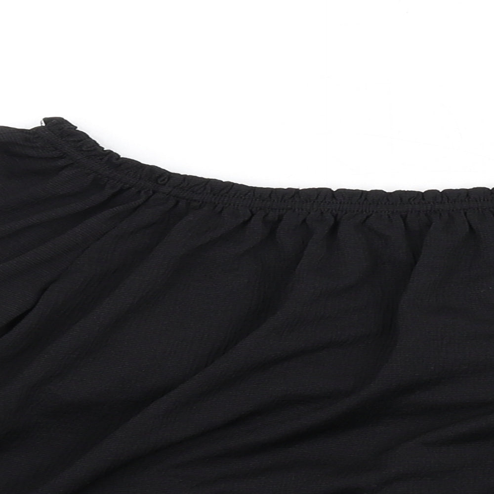 Bershka Womens Black Polyester Basic T-Shirt Size S Off the Shoulder