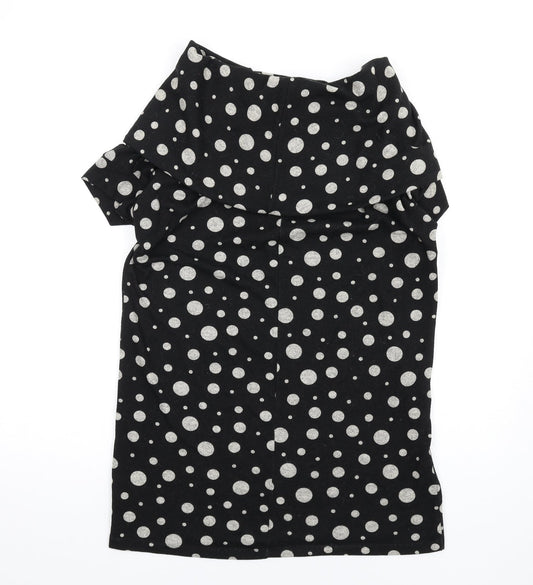 Uno Womens Black Polka Dot Acrylic A-Line Size XL Roll Neck Pullover