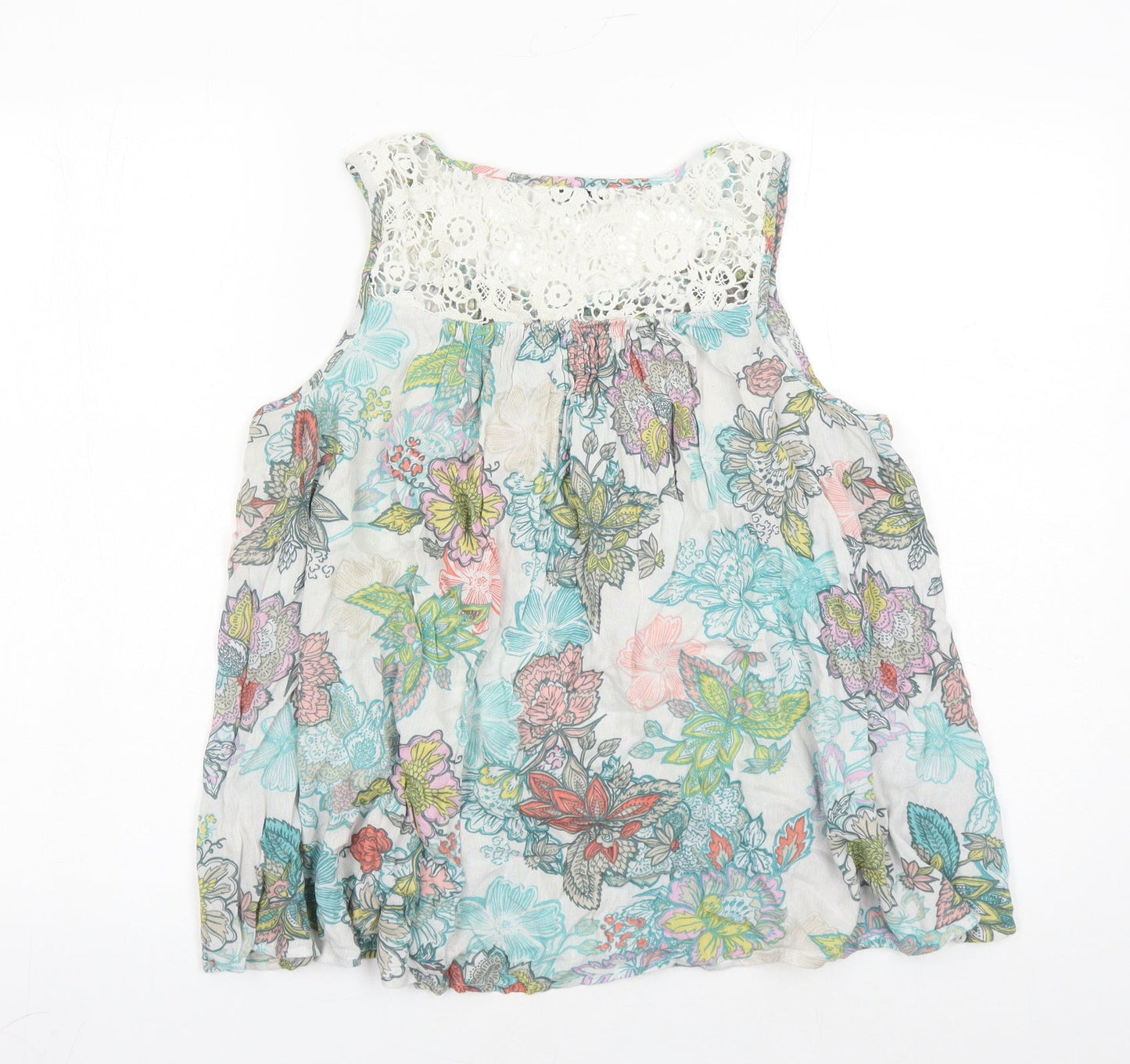 NEXT Womens Multicoloured Floral Viscose Camisole Tank Size 8 Round Neck - Crochet Detail