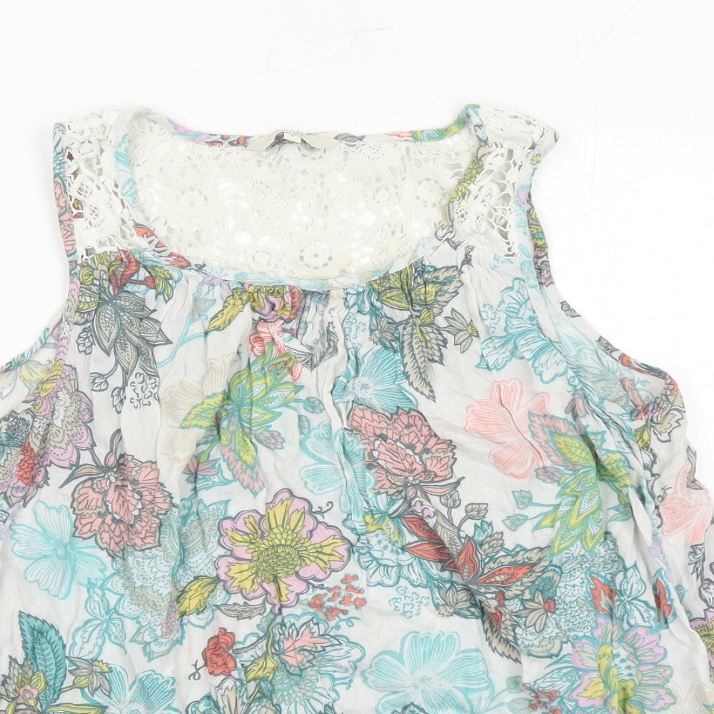 NEXT Womens Multicoloured Floral Viscose Camisole Tank Size 8 Round Neck - Crochet Detail
