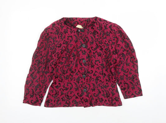 April Fool Womens Purple Geometric Polyester Basic Blouse Size 10 Round Neck - Vintage