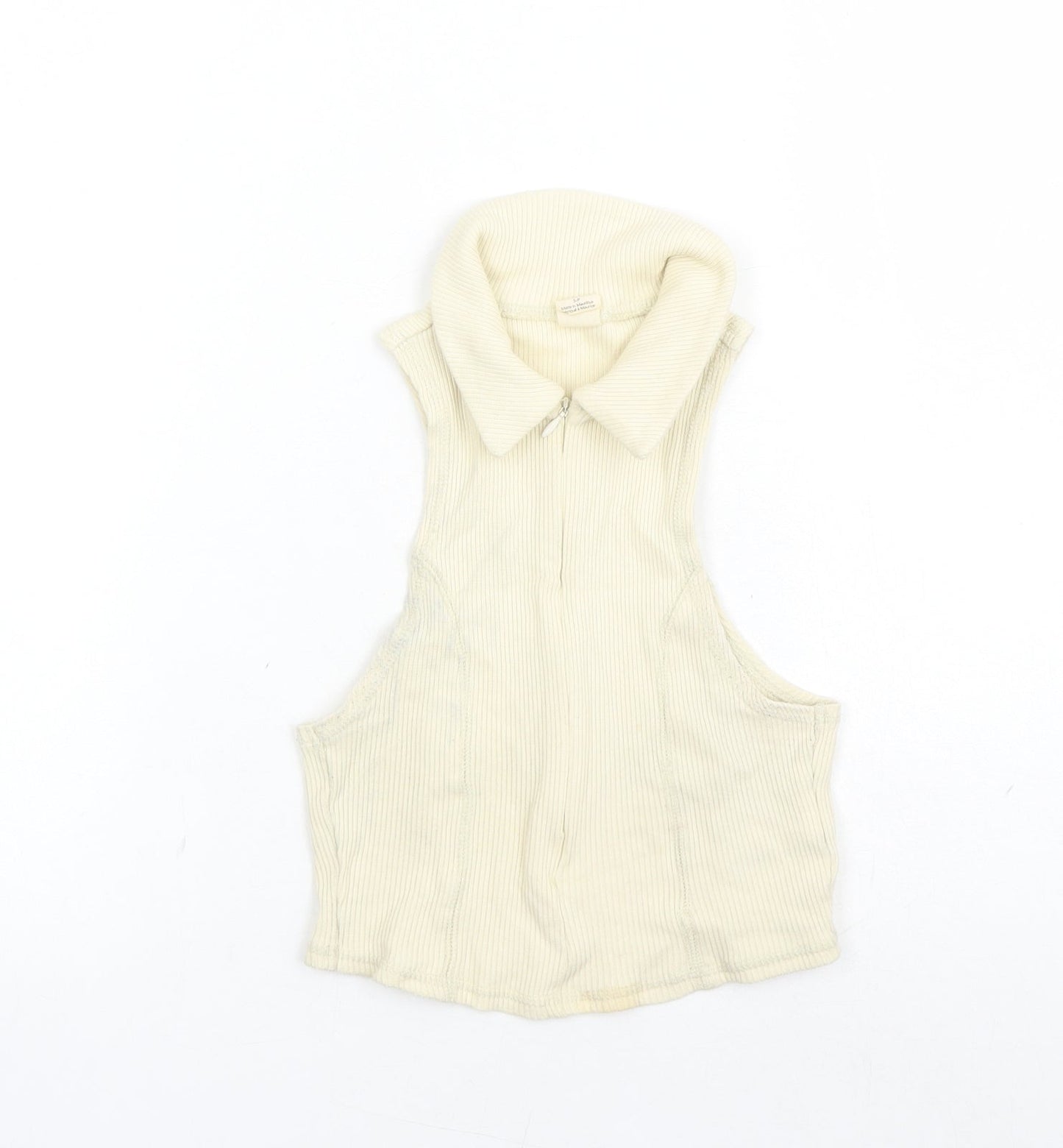 Urban Outfitters Womens Beige Cotton Cropped Polo Size S Collared