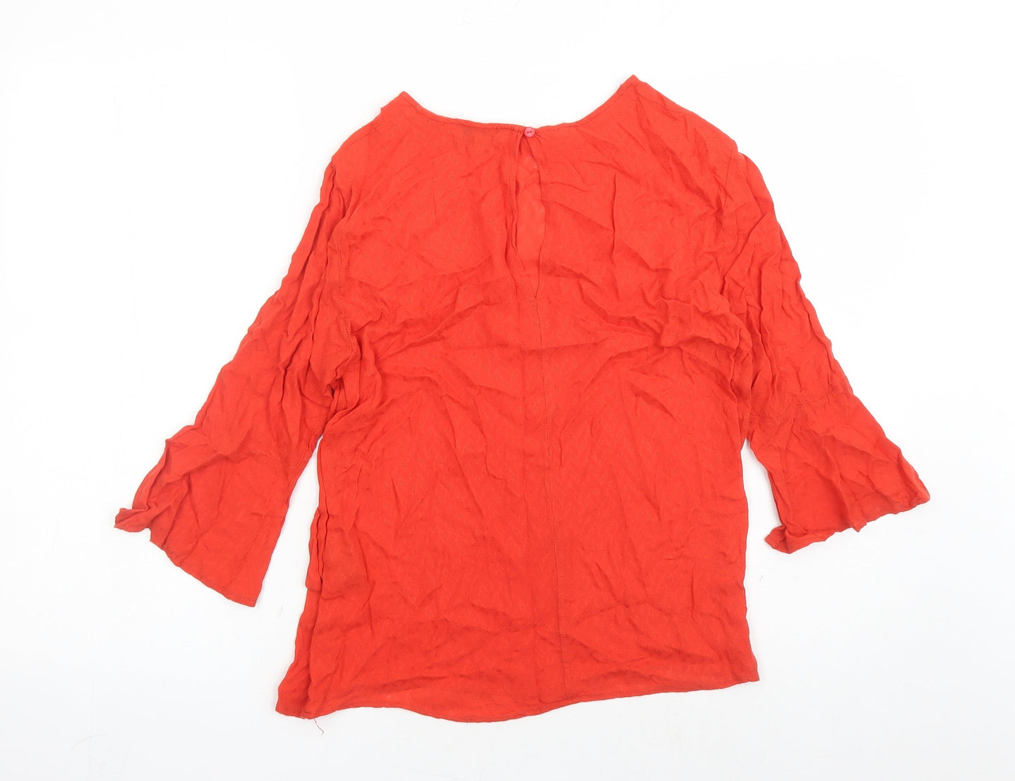 Warehouse Womens Red Geometric Viscose Basic Blouse Size 12 Round Neck