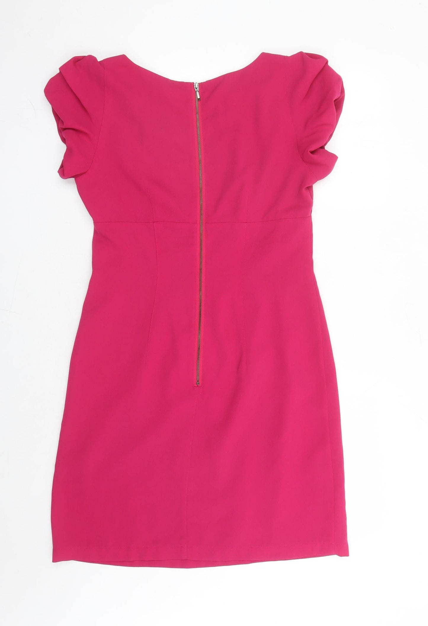 Limited Collection Womens Pink Polyester A-Line Size 10 Round Neck Zip - Lined