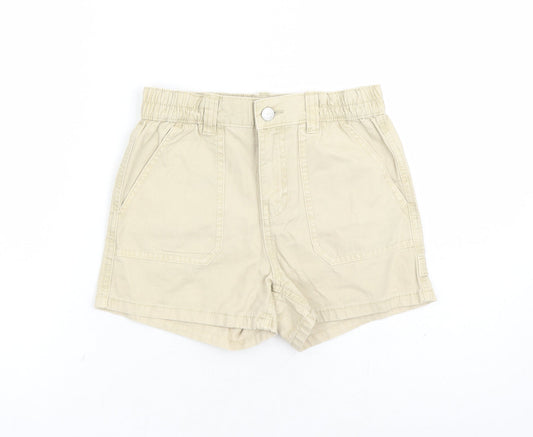 Marks and Spencer Boys Beige Cotton Bermuda Shorts Size 10-11 Years Regular Zip - Elasticated Waist