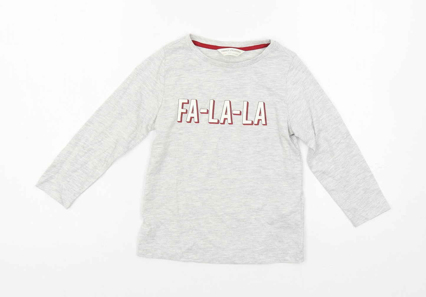 Marks and Spencer Girls Grey Solid Cotton Top Pyjama Top Size 3-4 Years Pullover