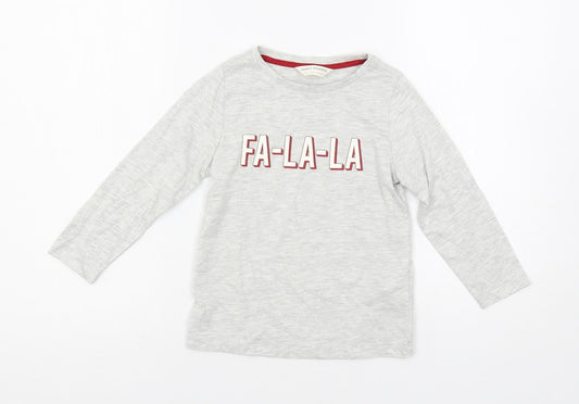 Marks and Spencer Girls Grey Solid Cotton Top Pyjama Top Size 3-4 Years Pullover