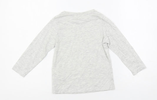 Marks and Spencer Girls Grey Solid Cotton Top Pyjama Top Size 3-4 Years Pullover