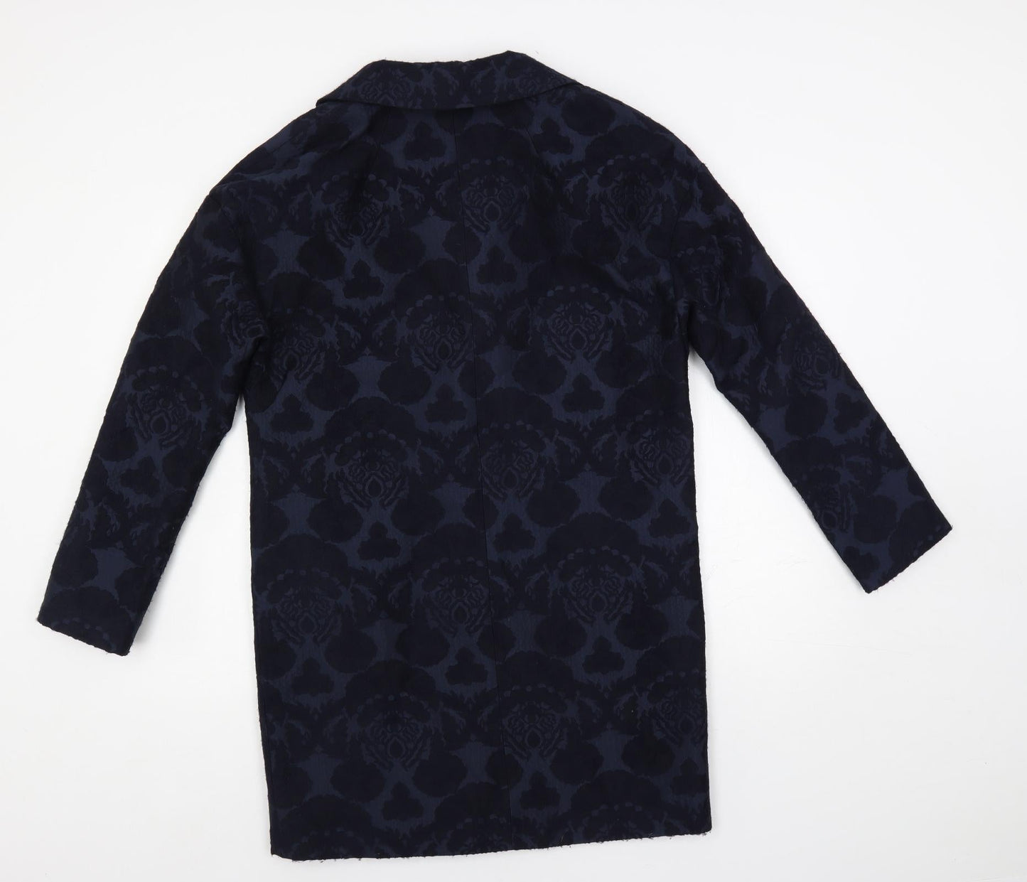 Monsoon Womens Blue Geometric Overcoat Coat Size 10 Button
