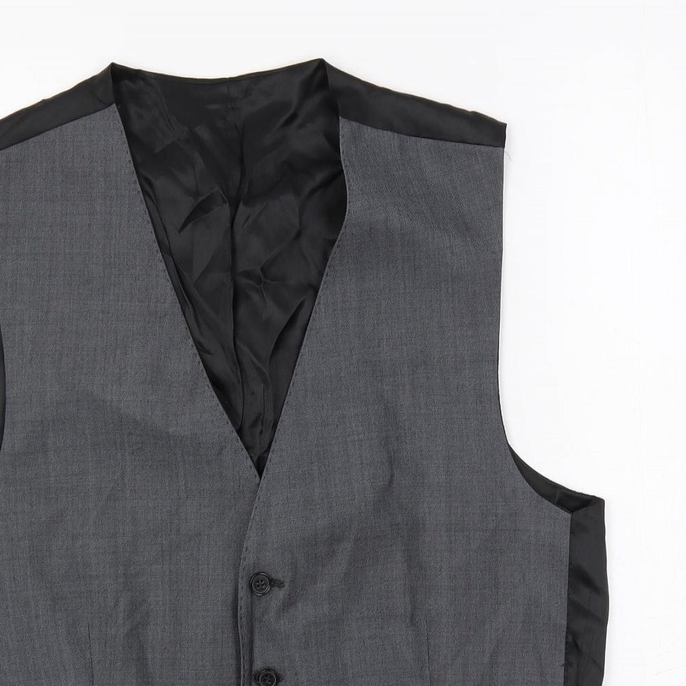 Racing Green Mens Grey Polyester Jacket Suit Waistcoat Size 40 Regular