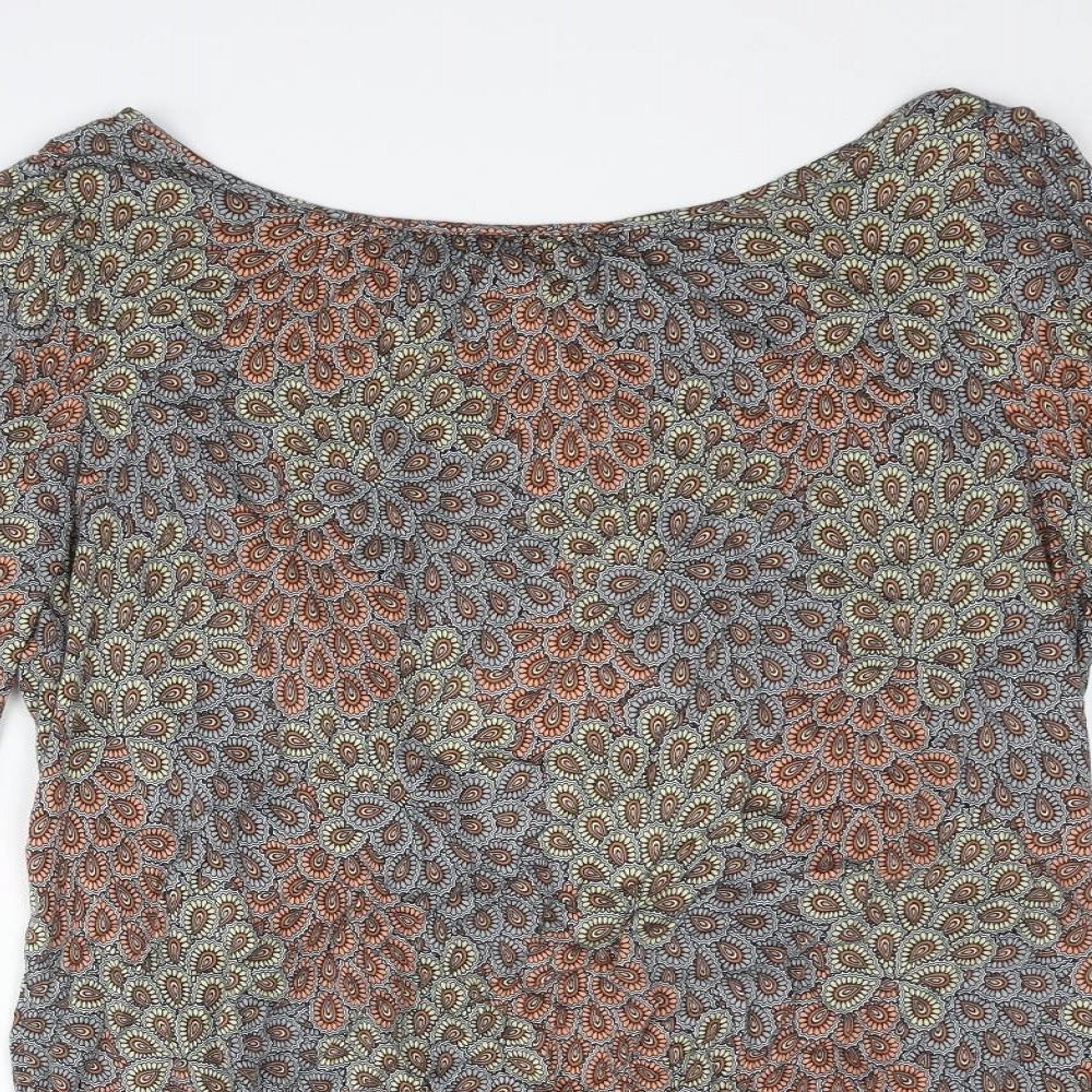 Warehouse Womens Multicoloured Geometric Viscose Basic Blouse Size 14 Boat Neck - Open Back