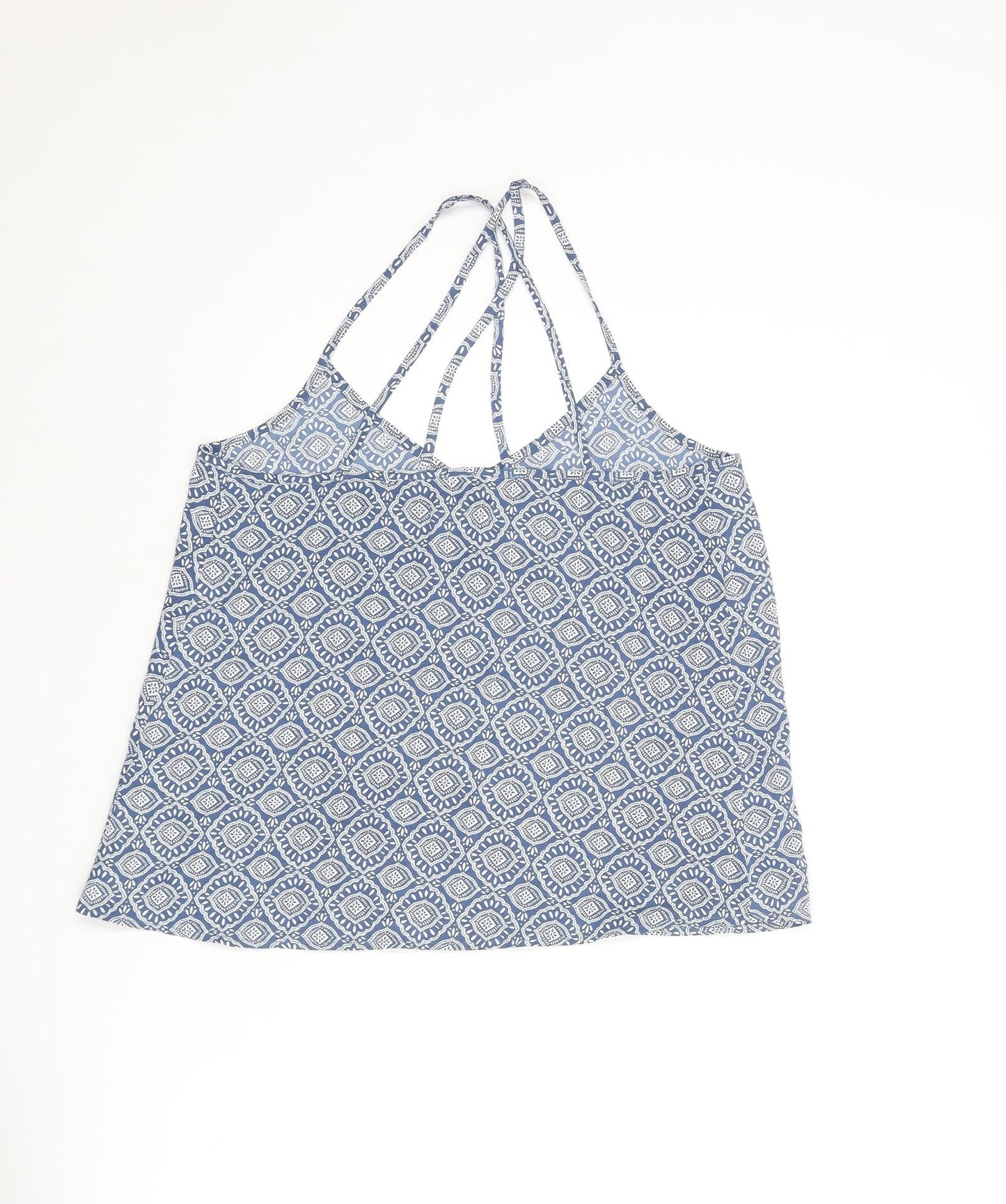 Hollister Womens Blue Geometric Polyester Camisole Blouse Size S V-Neck - Strap Detail