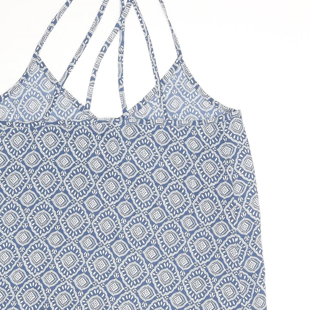 Hollister Womens Blue Geometric Polyester Camisole Blouse Size S V-Neck - Strap Detail