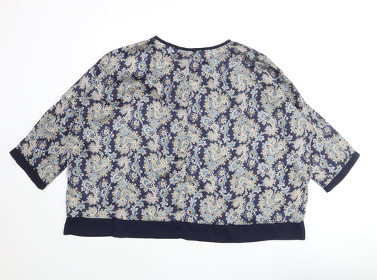 2 Bone Womens Multicoloured Paisley Polyester Basic Blouse Size 16 Round Neck