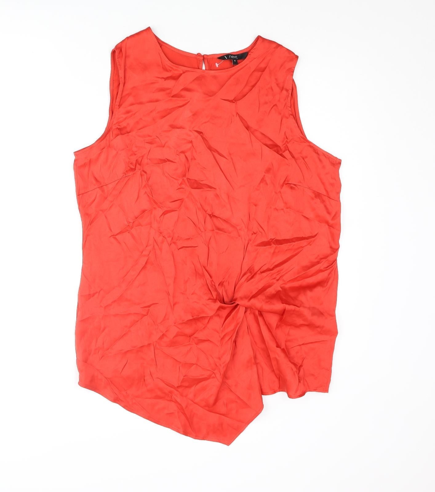 NEXT Womens Red Polyester Camisole Blouse Size 16 Round Neck - Knot Detail