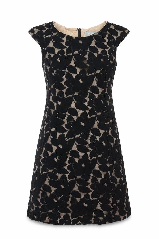 Wallis Womens Black Geometric Cotton A-Line Size 10 Round Neck Zip