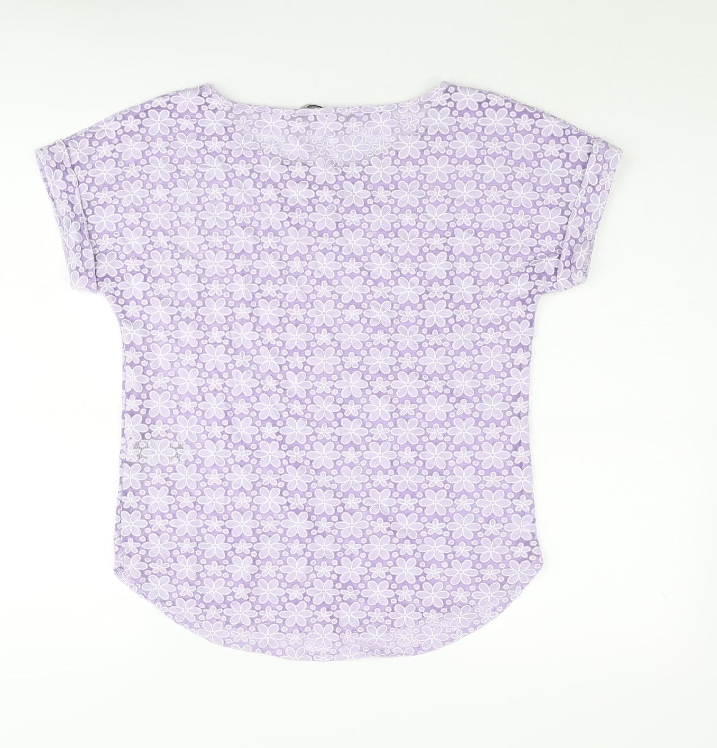 Marks and Spencer Womens Purple Floral Viscose Basic Blouse Size 8 Round Neck