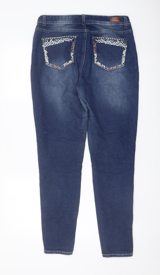 Be-Girl Womens Blue Cotton Skinny Jeans Size 30 in L29 in Regular Button
