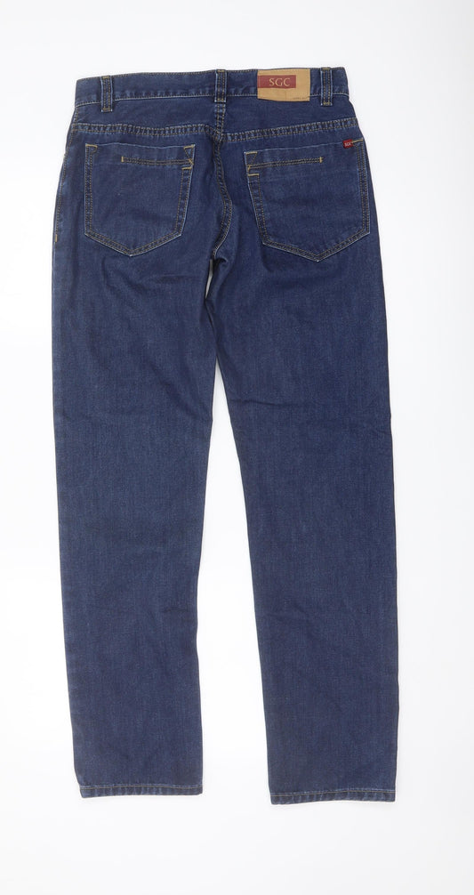 SCG Mens Blue Cotton Straight Jeans Size 30 in L30 in Regular Button