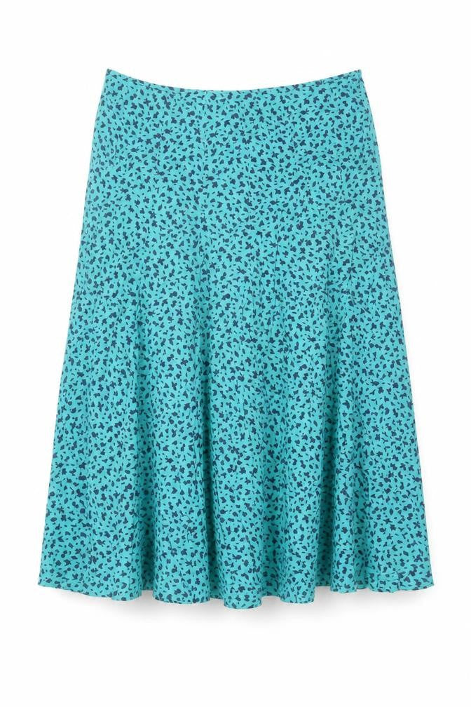 Adini Womens Green Geometric Cotton Flare Skirt Size 34 in Zip