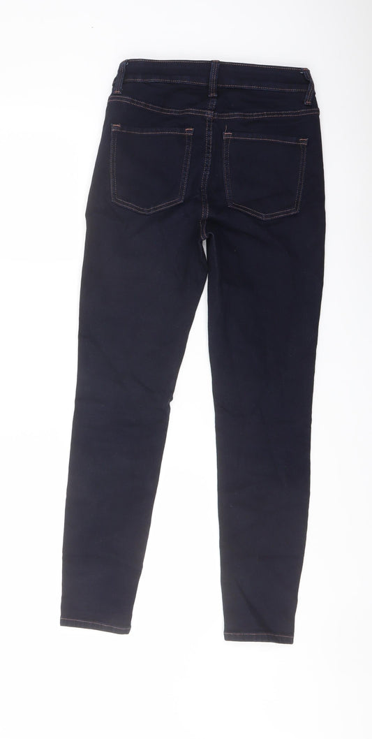Marks and Spencer Womens Blue Cotton Skinny Jeans Size 6 L26 in Regular Button