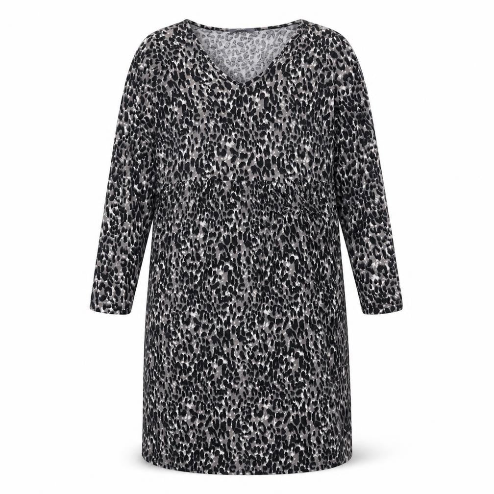 Studio Womens Grey Animal Print Viscose Sheath Size 16 V-Neck Pullover - Size 16-18, Leopard Print