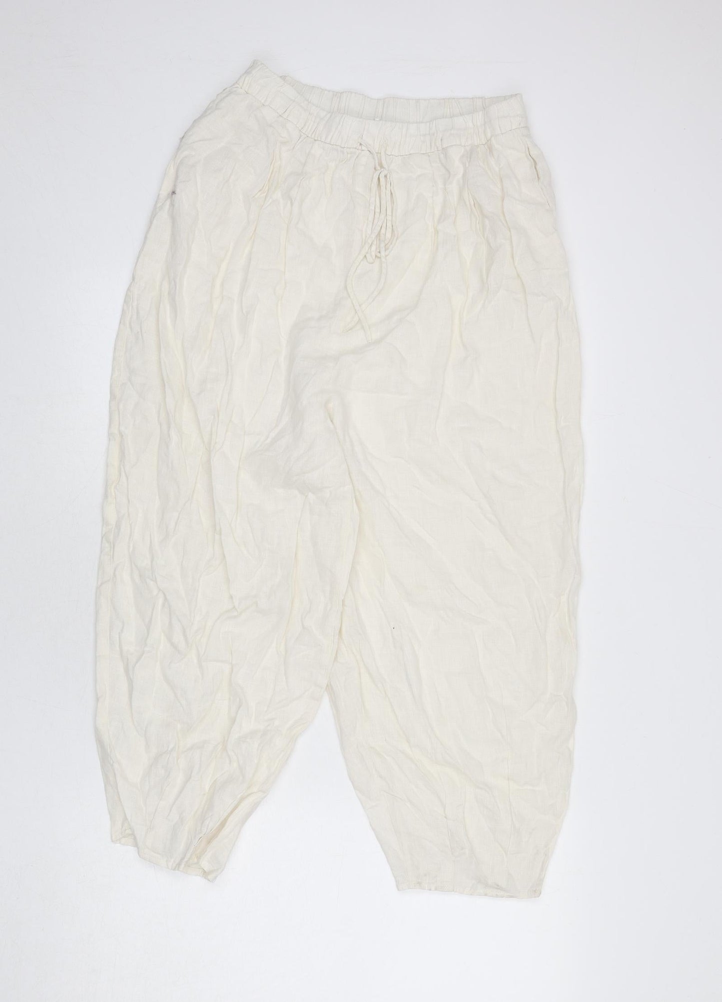 Zara Womens Ivory Polyester Bloomer Trousers Size M L21 in Regular - Size M/L