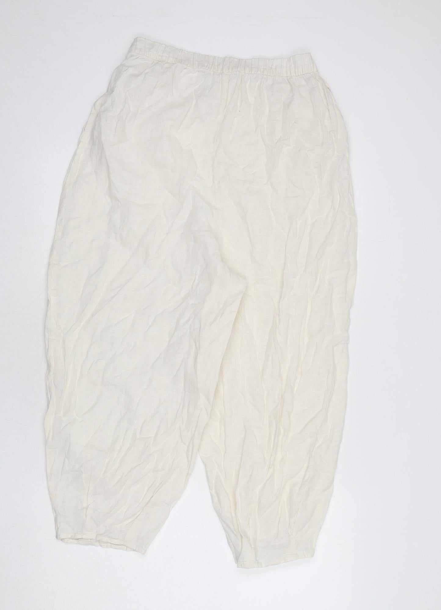 Zara Womens Ivory Polyester Bloomer Trousers Size M L21 in Regular - Size M/L