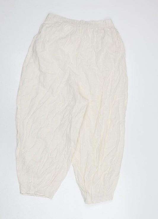 Zara Womens Ivory Polyester Bloomer Trousers Size M L21 in Regular - Size M/L