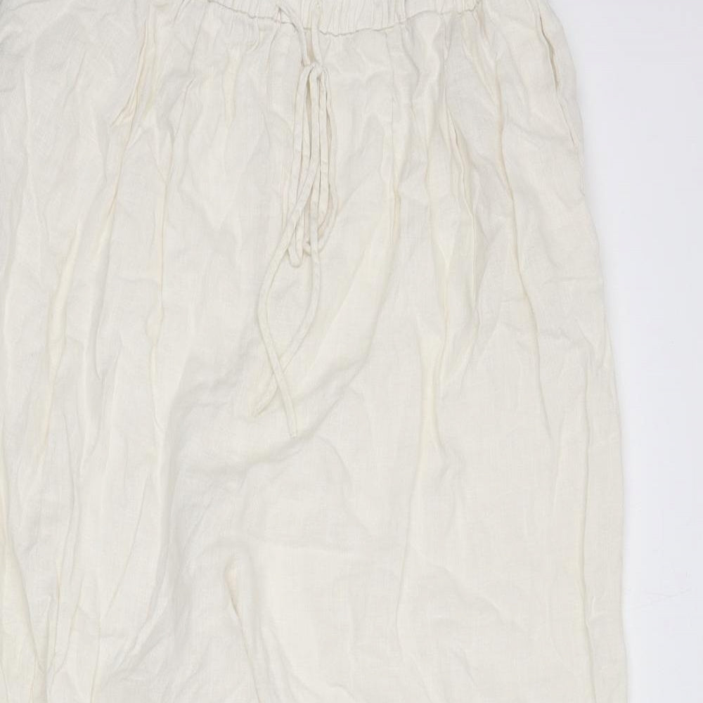 Zara Womens Ivory Polyester Bloomer Trousers Size M L21 in Regular - Size M/L