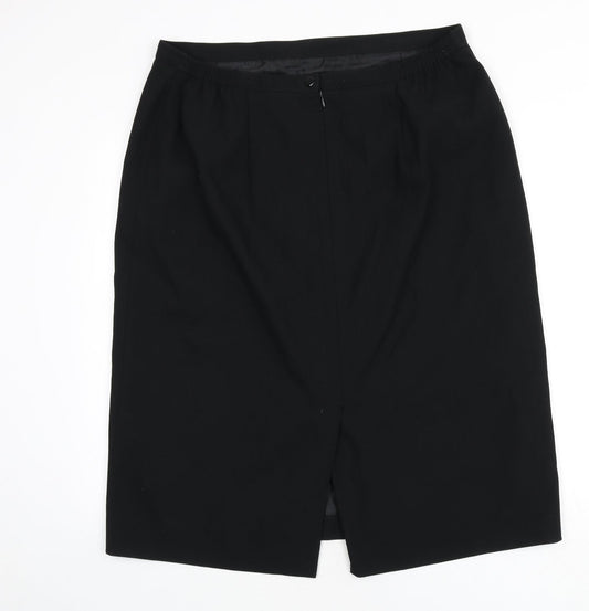 ELVI Womens Black Polyester Straight & Pencil Skirt Size 10 Zip - Slit