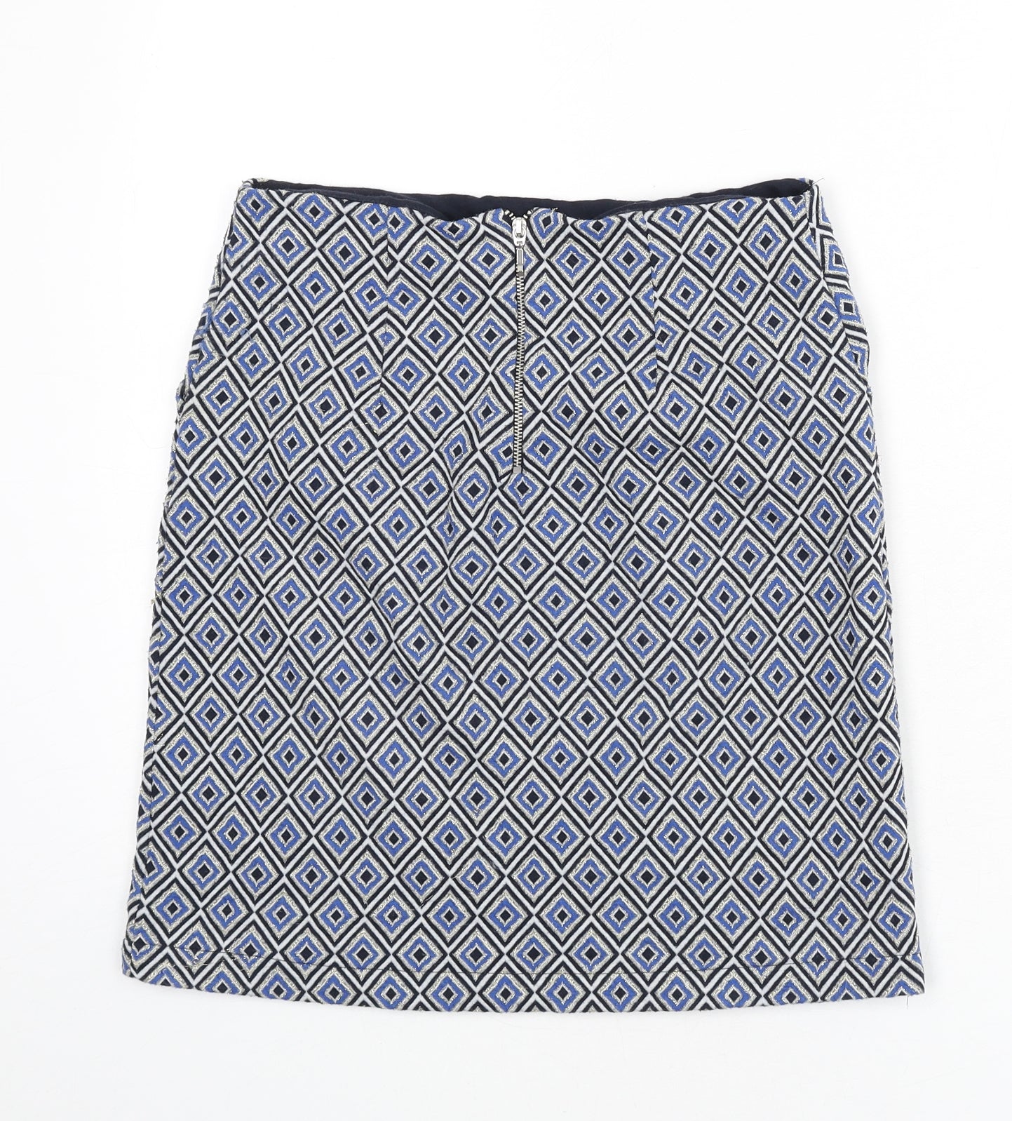 NEXT Womens Multicoloured Geometric Polyester A-Line Skirt Size 6 Zip