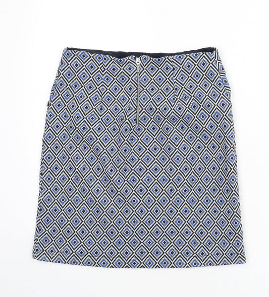 NEXT Womens Multicoloured Geometric Polyester A-Line Skirt Size 6 Zip
