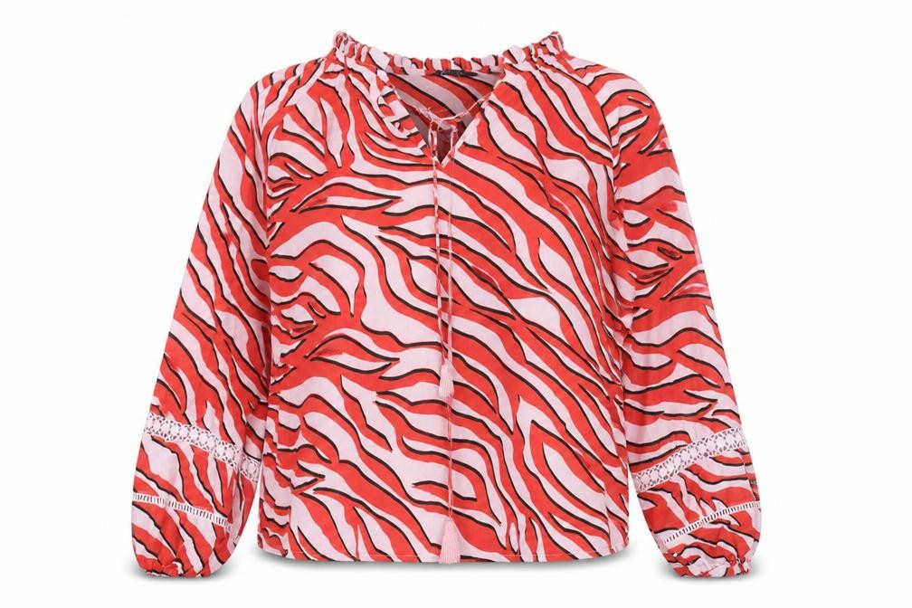 Marks and Spencer Womens Multicoloured Animal Print Polyester Basic Blouse Size 14 V-Neck - Lace Detail