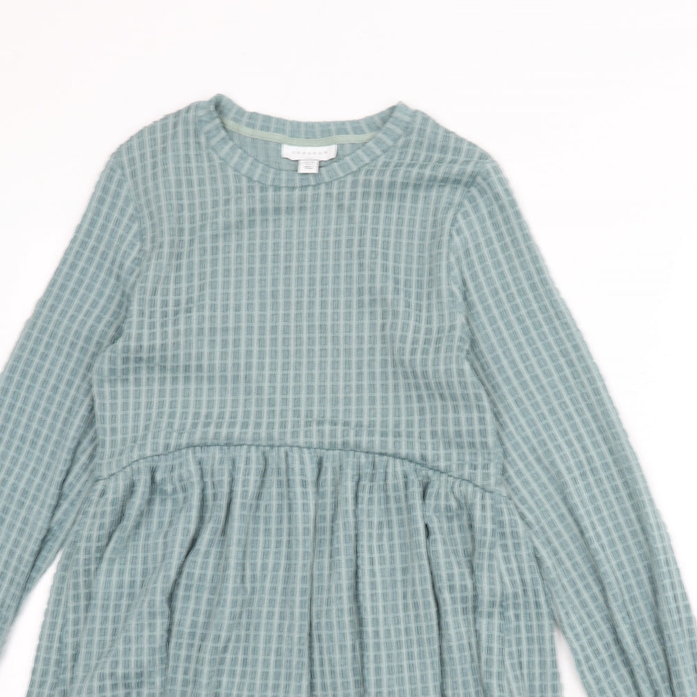 Topshop Womens Blue Geometric Polyester A-Line Size 10 Round Neck Pullover
