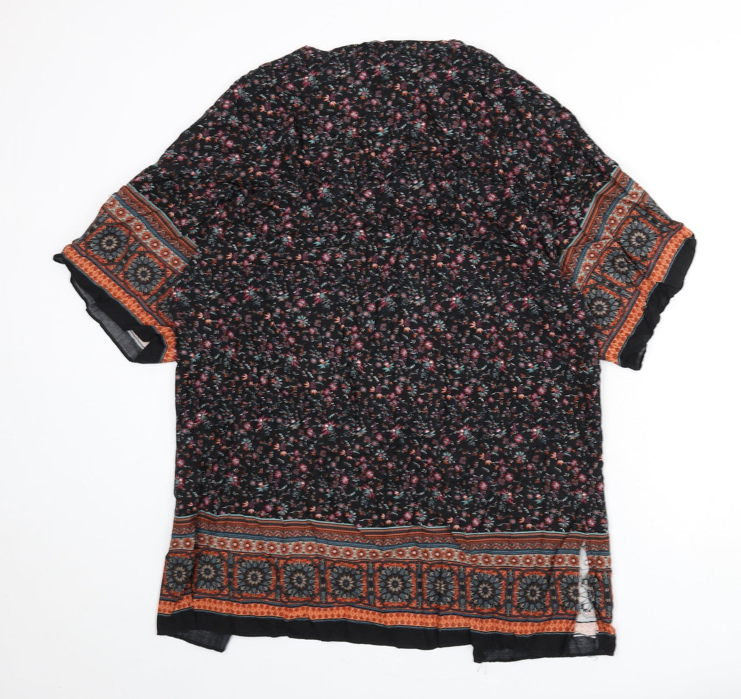 Stradivarius Womens Multicoloured Geometric Polyester Kimono Blouse Size M V-Neck