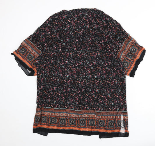 Stradivarius Womens Multicoloured Geometric Polyester Kimono Blouse Size M V-Neck
