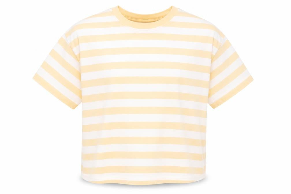 Marks and Spencer Boys Orange Striped Cotton Basic T-Shirt Size 7-8 Years Crew Neck Pullover