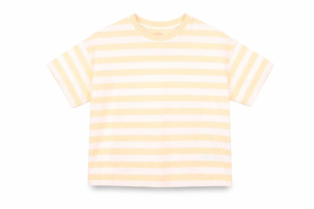 Marks and Spencer Boys Orange Striped Cotton Basic T-Shirt Size 8-9 Years Roll Neck Pullover