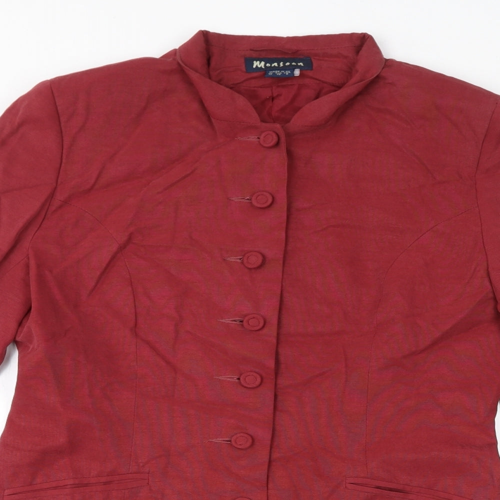 Monsoon Womens Red Overcoat Coat Size 10 Button