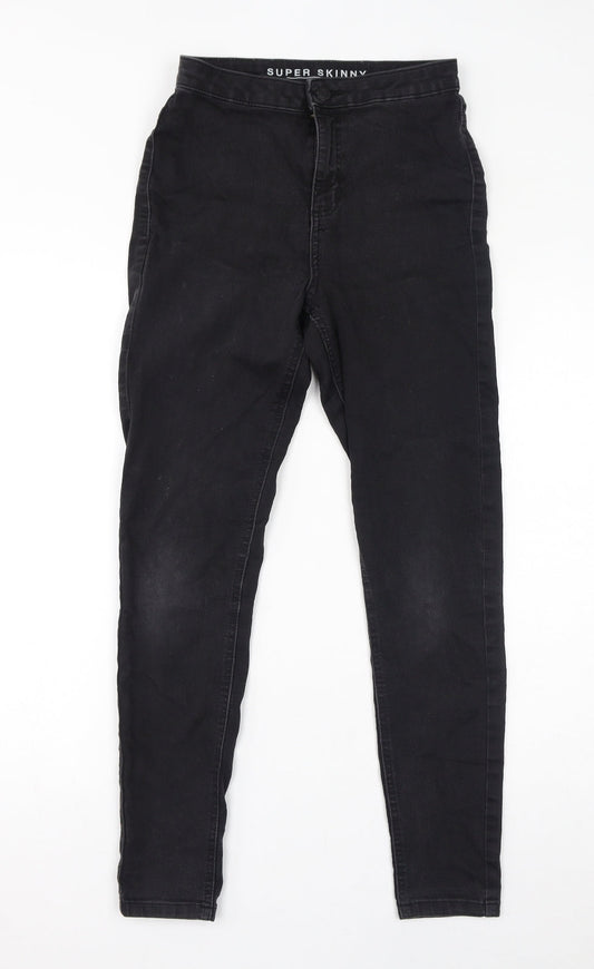 Marks and Spencer Womens Black Cotton Skinny Jeans Size 10 L28 in Regular Zip - Super Skinny