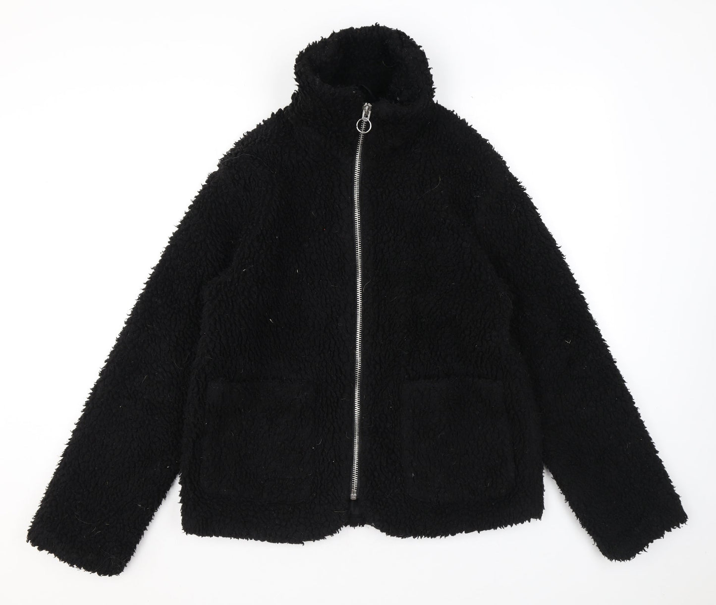 Topshop Womens Black Jacket Size S Zip - Teddy Bear Style