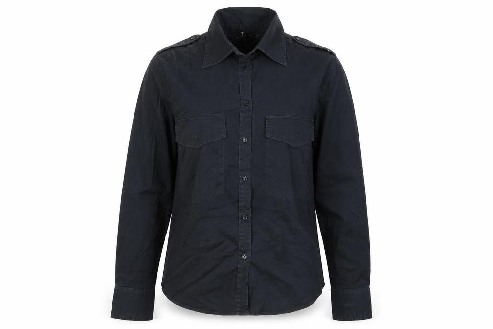 Zara Womens Black Cotton Basic Button-Up Size M Collared