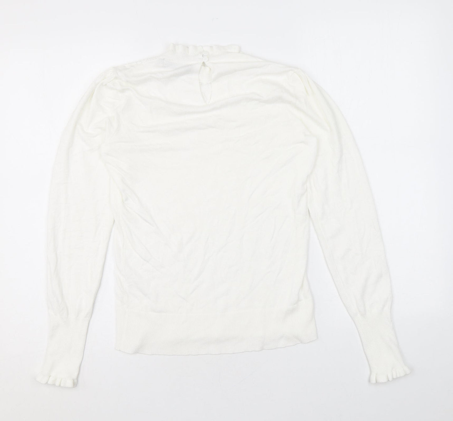 Oasis Womens White Mock Neck Viscose Pullover Jumper Size XS - Lace